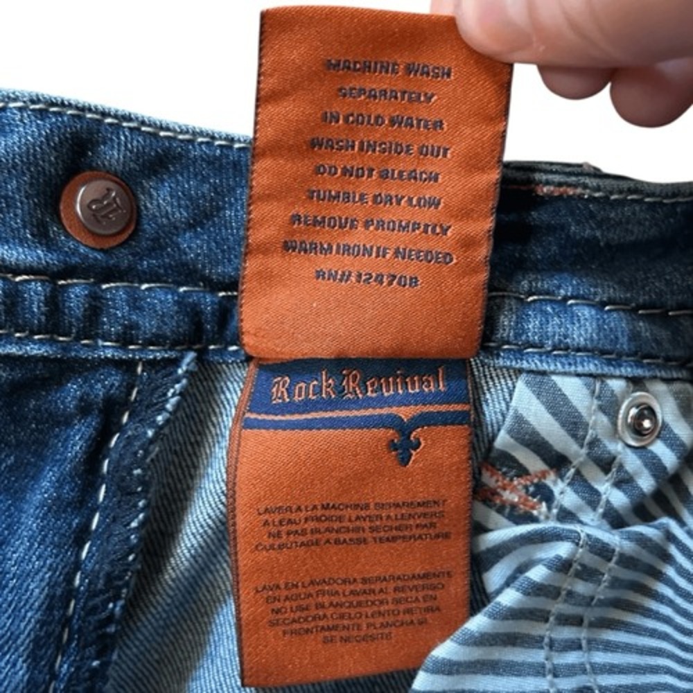 Rock Revival Sherry Easy Capri Distressed Denim Cropped Cuffed Curvy Jeans 26 - Picture 8 of 9